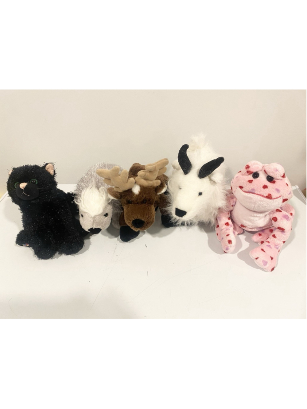 Webkinz Plush Lot of 5 Ganz Love Frog Black Cat Reindeer Mountain Goat Porcupine